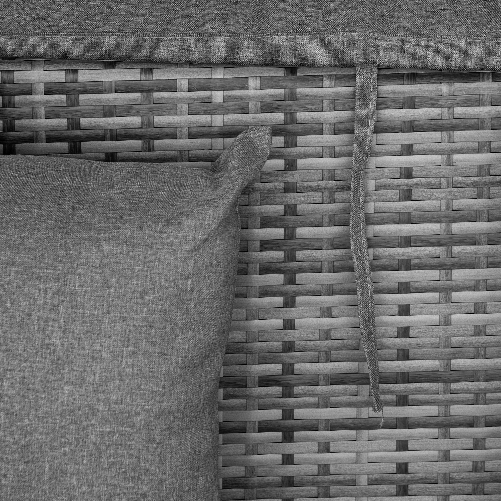 Alt View 7. Outsunny - 4-Piece Outdoor Rattan Furniture Set, Round Convertible Patio Daybed or Sunbed, Sectional Sofa with Canopy, Pillows - Grey.