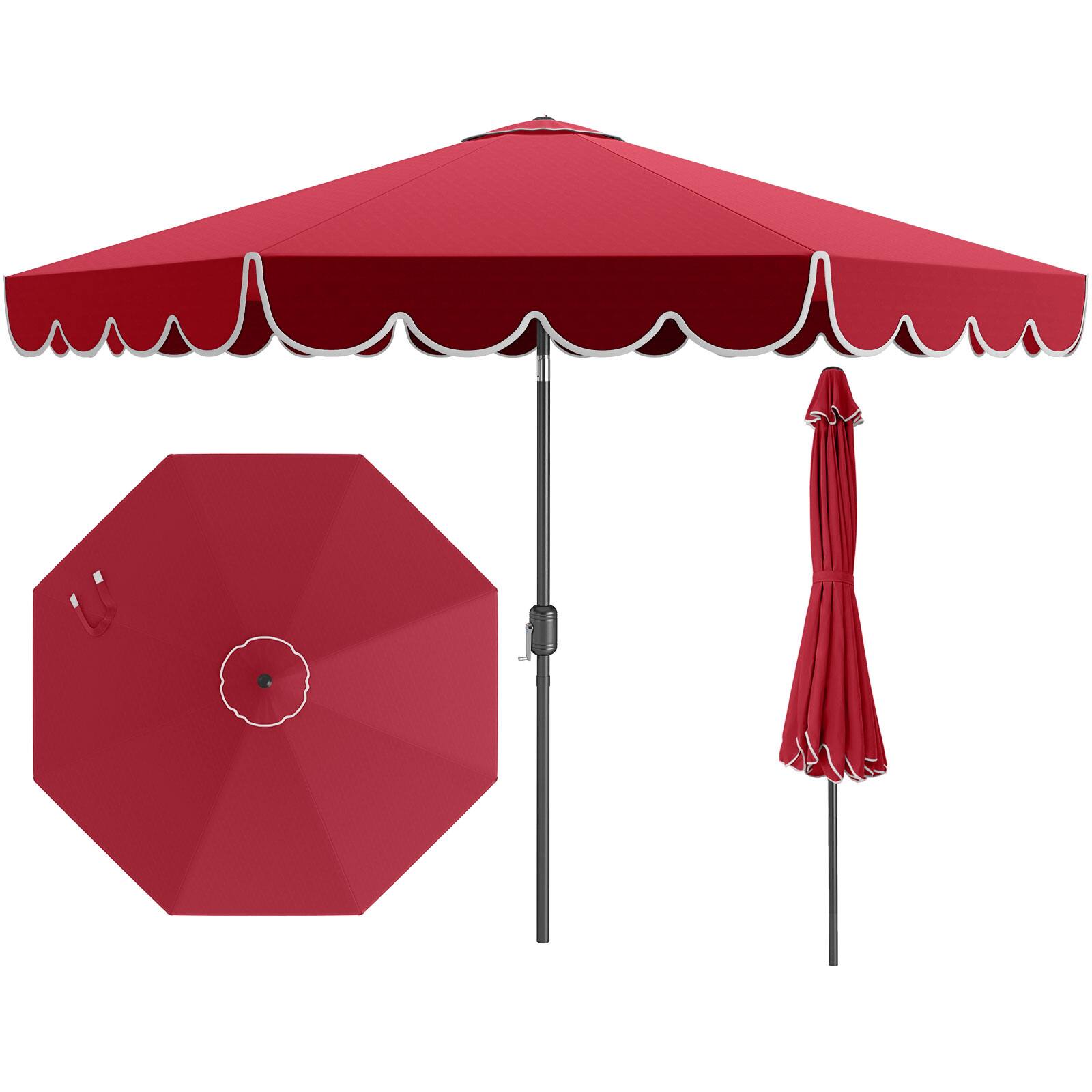 Costway - 10 FT Patio Umbrella with Crank Tilt Adjustment Ruffles Vented Top 8 Ribs - Red price history on PriceWatchPro