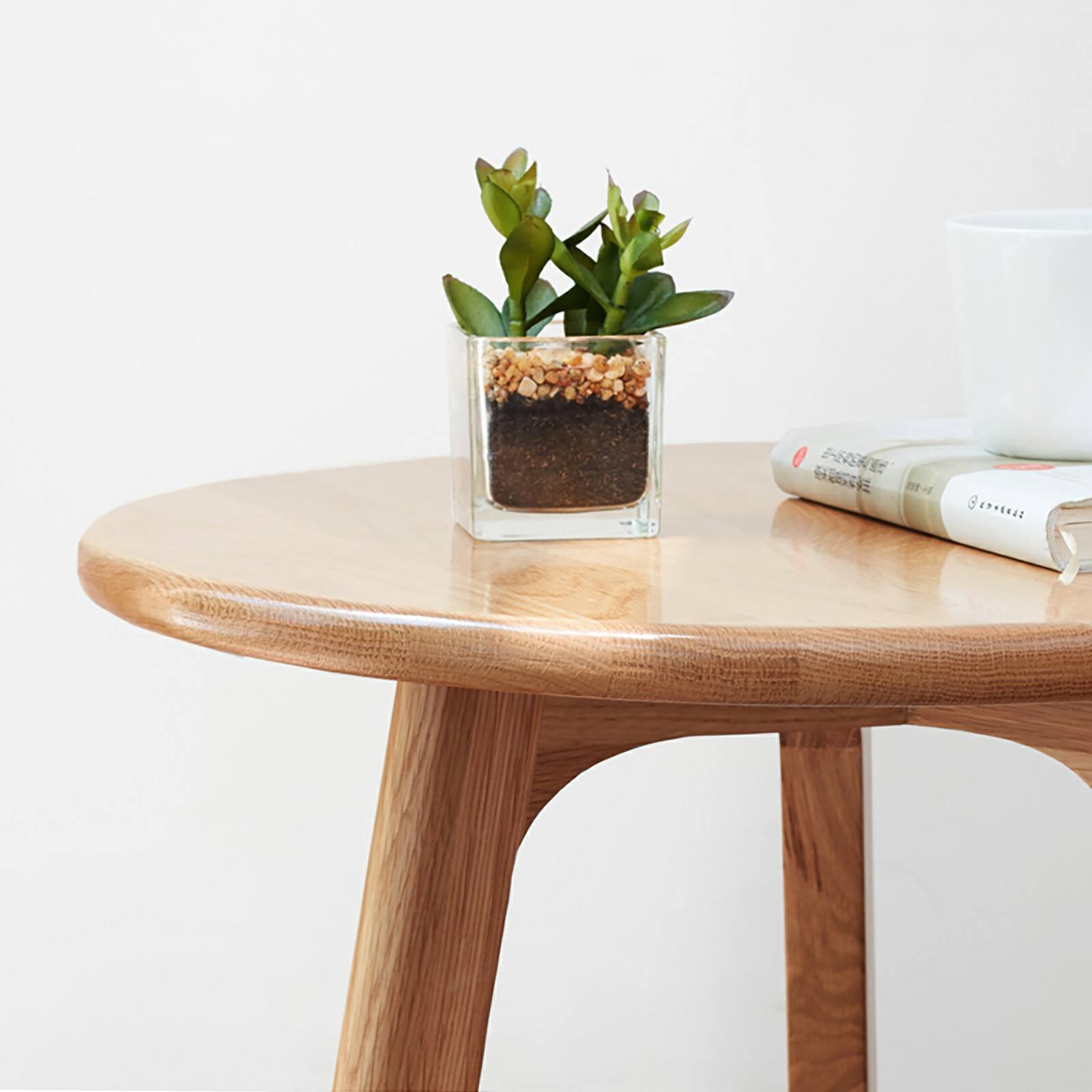 Alt View 1. Bestier - Round End Table Solid Wood Coffee Table Night Stand for Living Room Bedroom & Balcony - Natural Wood.