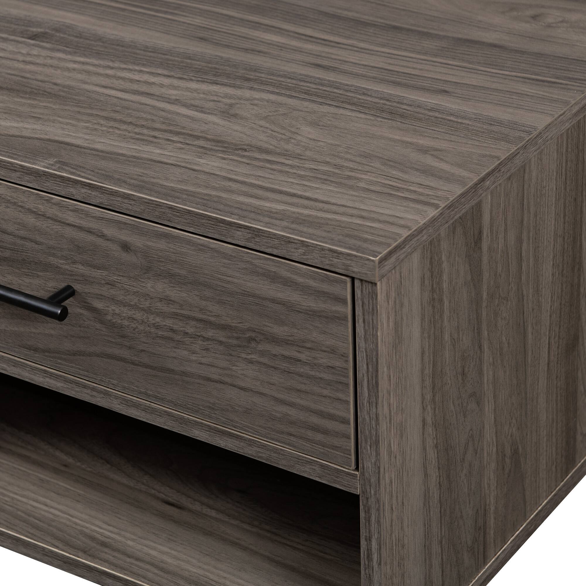 Alt View 32. Walker Edison - Contemporary Minimalist 2-Drawer Coffee Table - Slate Grey/Black.