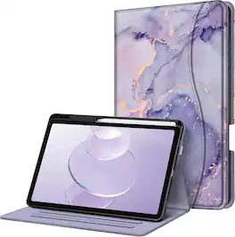 Fintie - Multi-Angle Viewing Case for Samsung Galaxy Tab S11 11 Inch 2025, SM-X730/X736B, Soft TPU Back Cover, Front Card Pocket - Lilac Marble