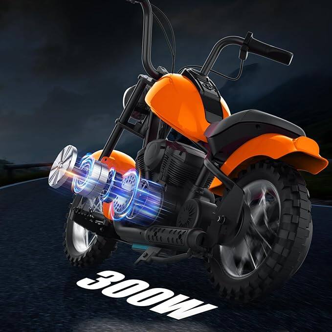 Alt View 3. Maxxis Merch - Electric Motorcycle for Kids, 24V 250W Dirt Bike, Two Speed Max Up to 14MPH & 60 Minutes Continuous, Led Lights,Orange - Orange.