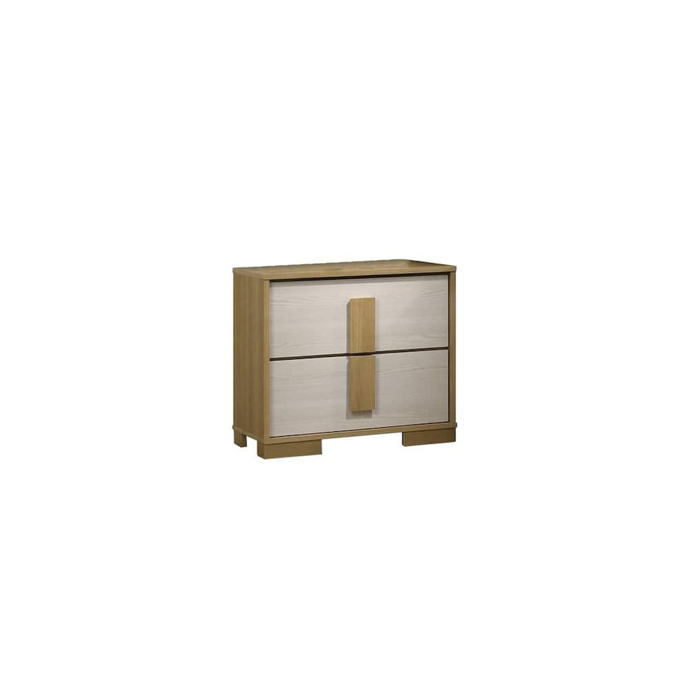 Best Quality Furniture - Beige two drawer wood bedroom nightstand - Brown