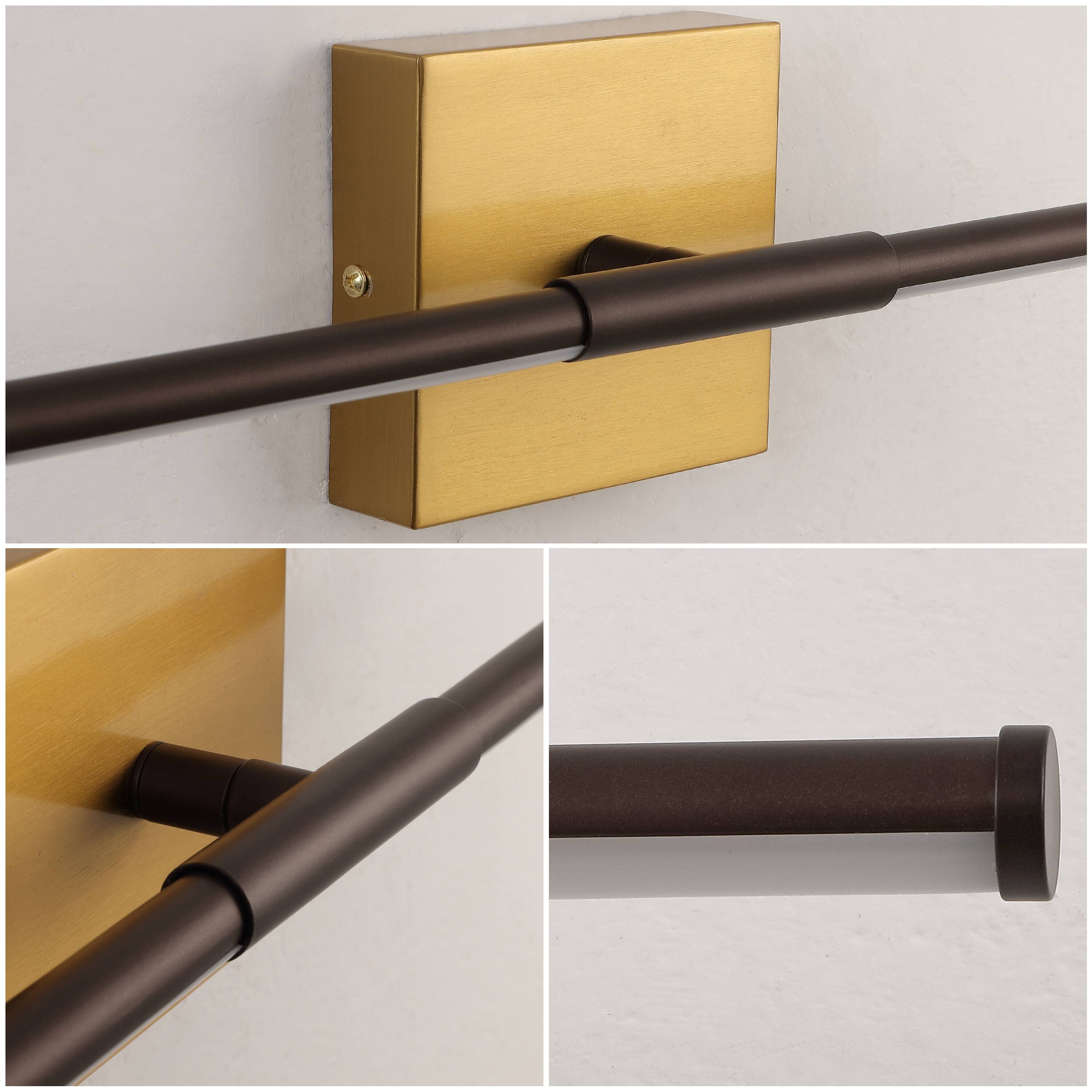 Alt View 6. Jonathan Y - McKenna 32" Modern Minimalist Dimmable Integrated LED Metal Wall Sconce, Oil Rubbed Bronze/Brass Gold - Oil Rubbed Bronze/Brass Gold.