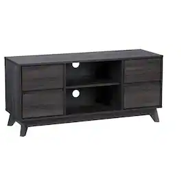 CorLiving - Hollywood Wood Grain TV Stand with Drawers for Most TVs up to 55" - Dark Gray