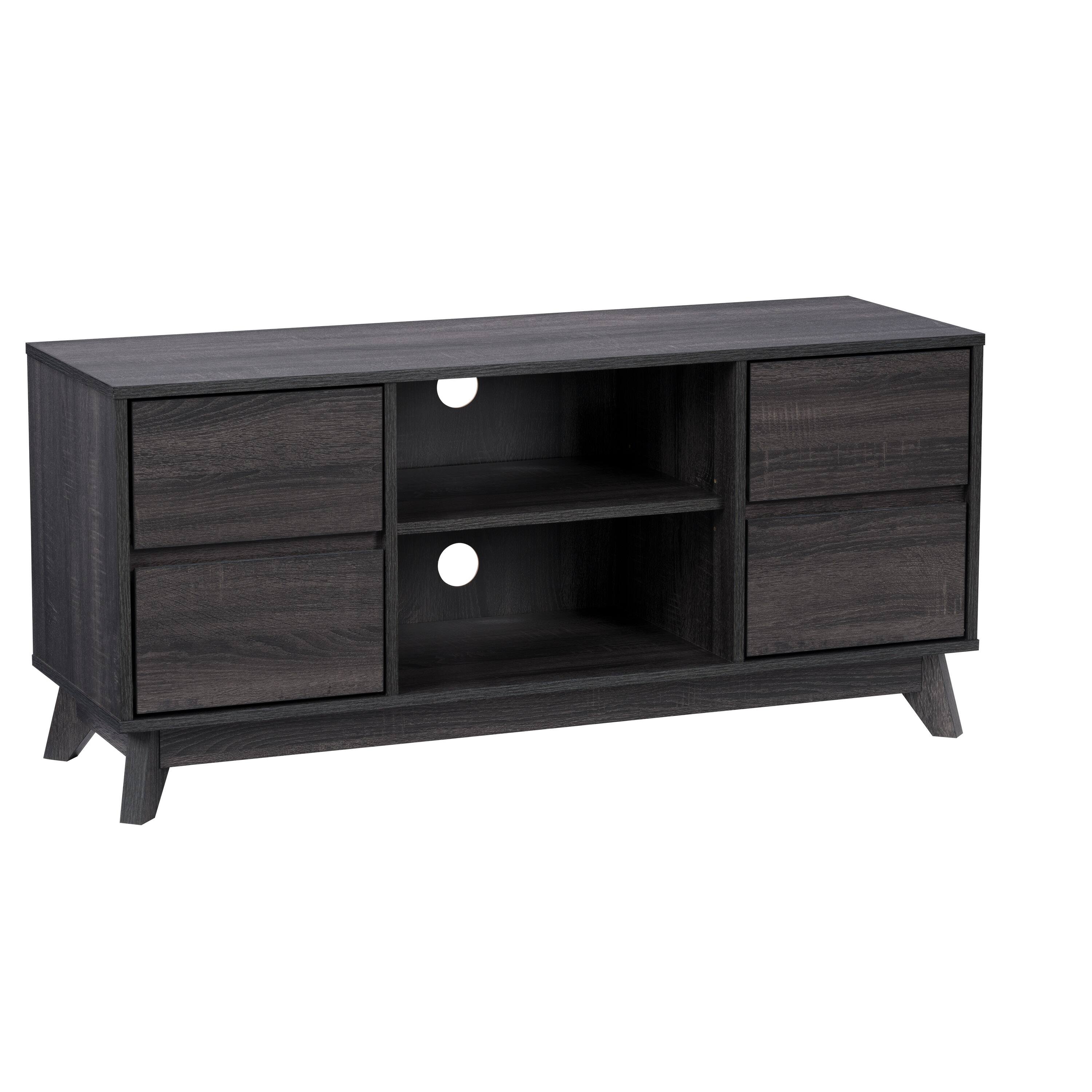 Angle. CorLiving - Hollywood Wood Grain TV Stand with Drawers for Most TVs up to 55" - Dark Grey.