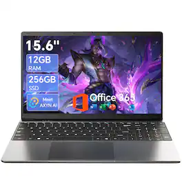 Jumper - Upgraded - 15.6" Computer Laptop - Intel J4105 - 12GB RAM- 256GB SSD - AXYN AI-180°Viewing - Gray