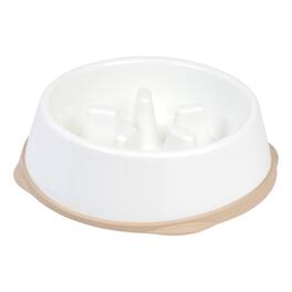IRIS USA - 2Cup/4Cup Slow Feeder Dog Bowl for Pets - White/Beige