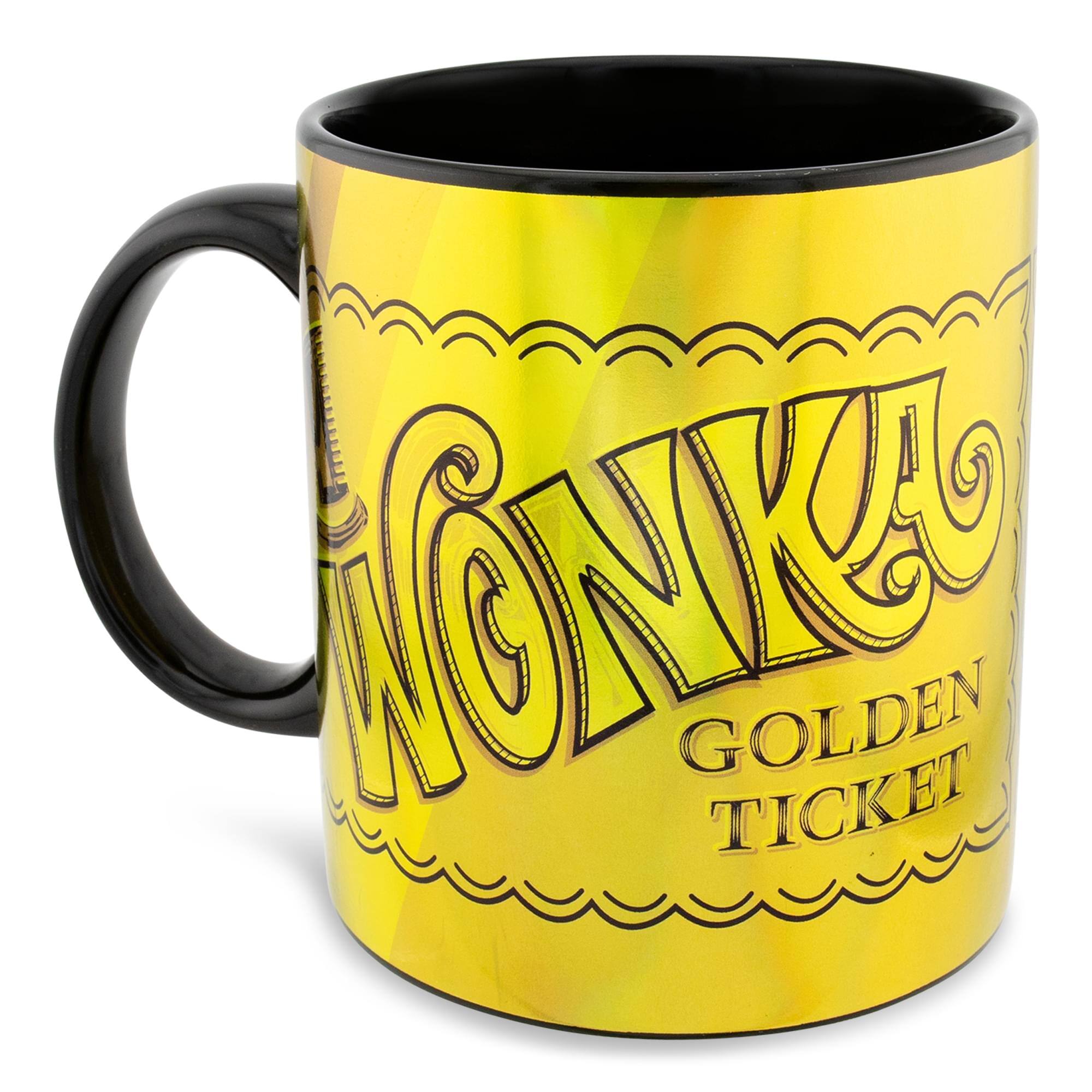 Silver Buffalo - Willy Wonka Golden Ticket Ceramic Mug | Holds 20 Ounces - Gold