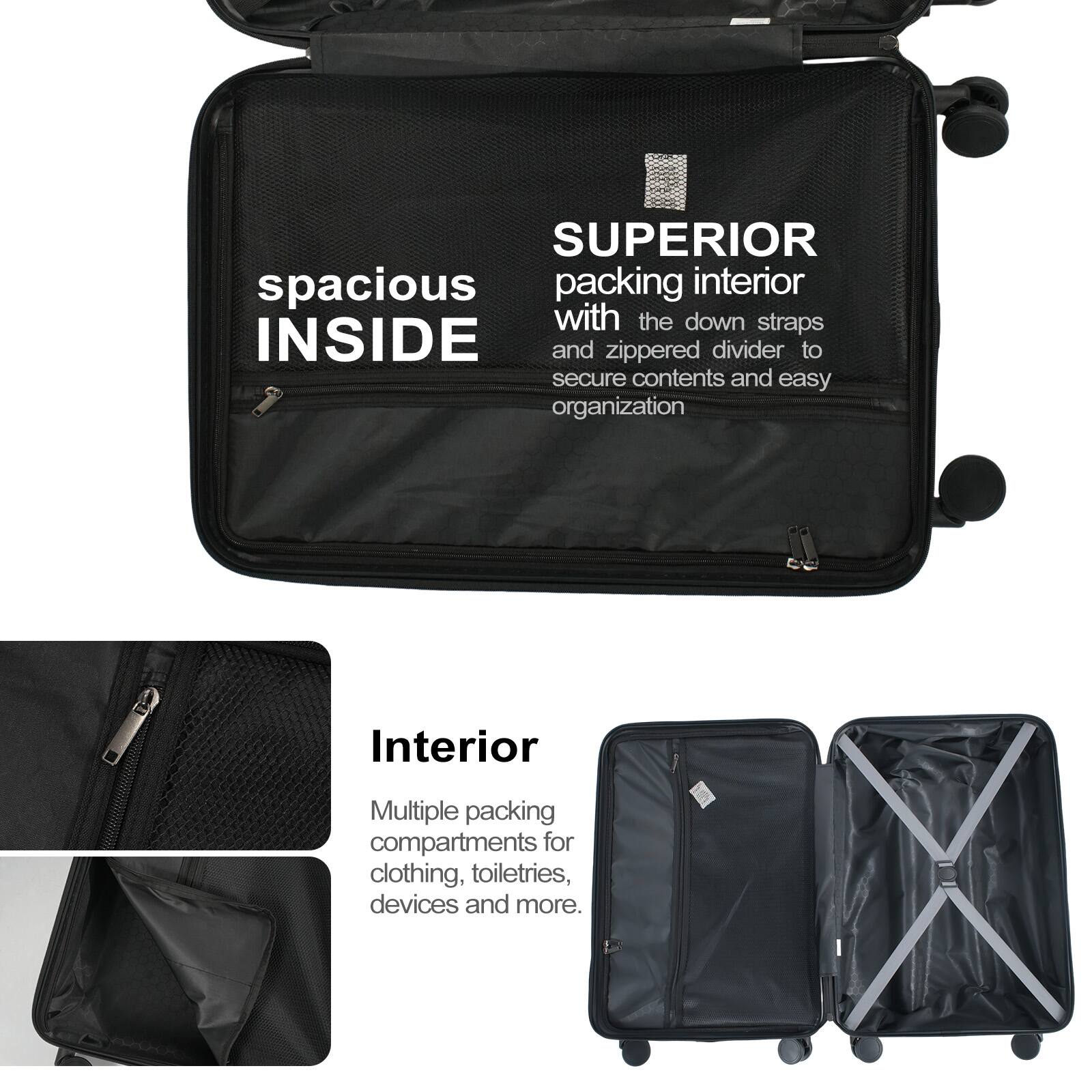 Travelhouse 3 Piece Hardshell Luggage Set Hardside Lightweight