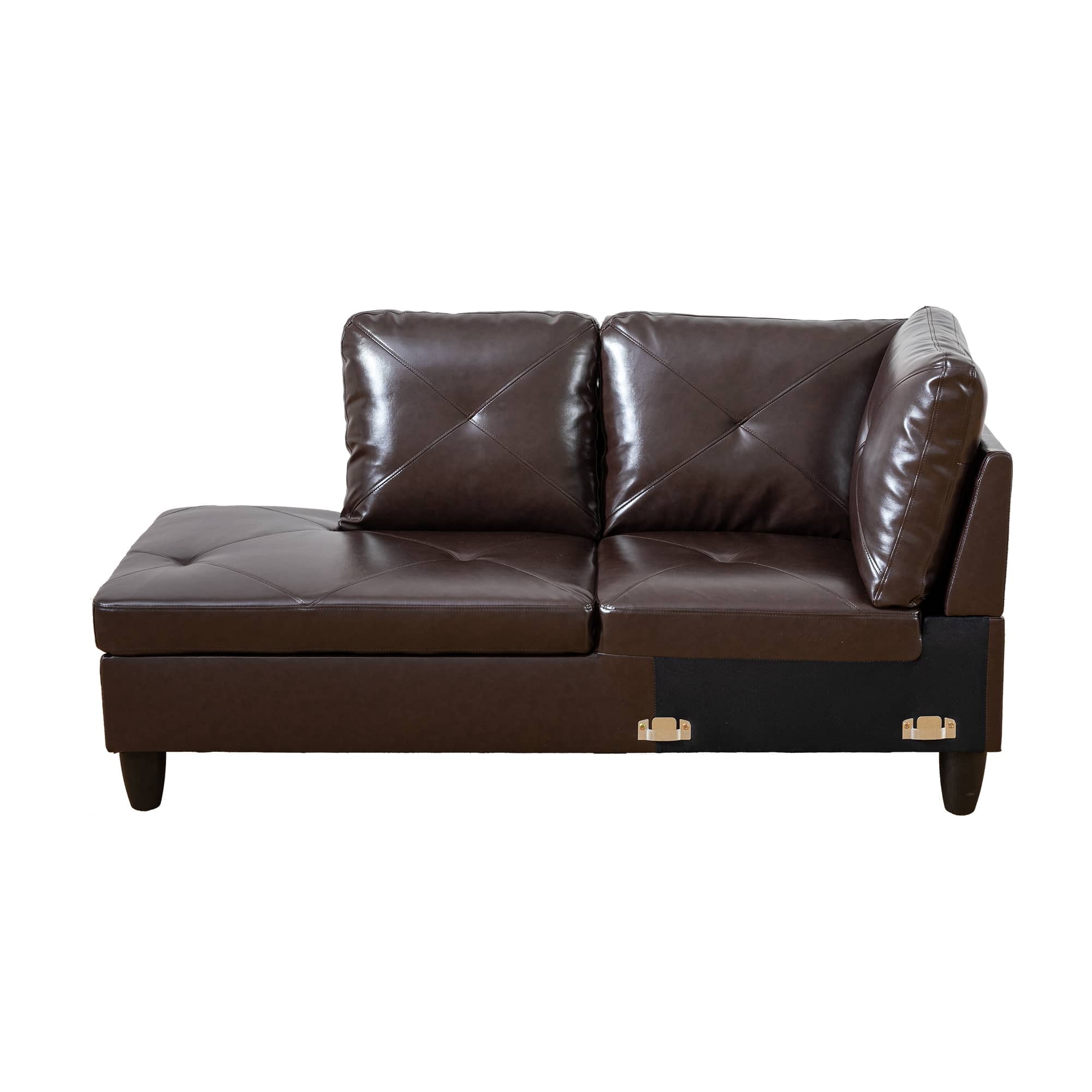 Alt View 6. Boyel Living - Premium Semi PU Upholstered Sofa Solid Wood Frame Double Spring with Left Chaise Lounge - Dark Brown.