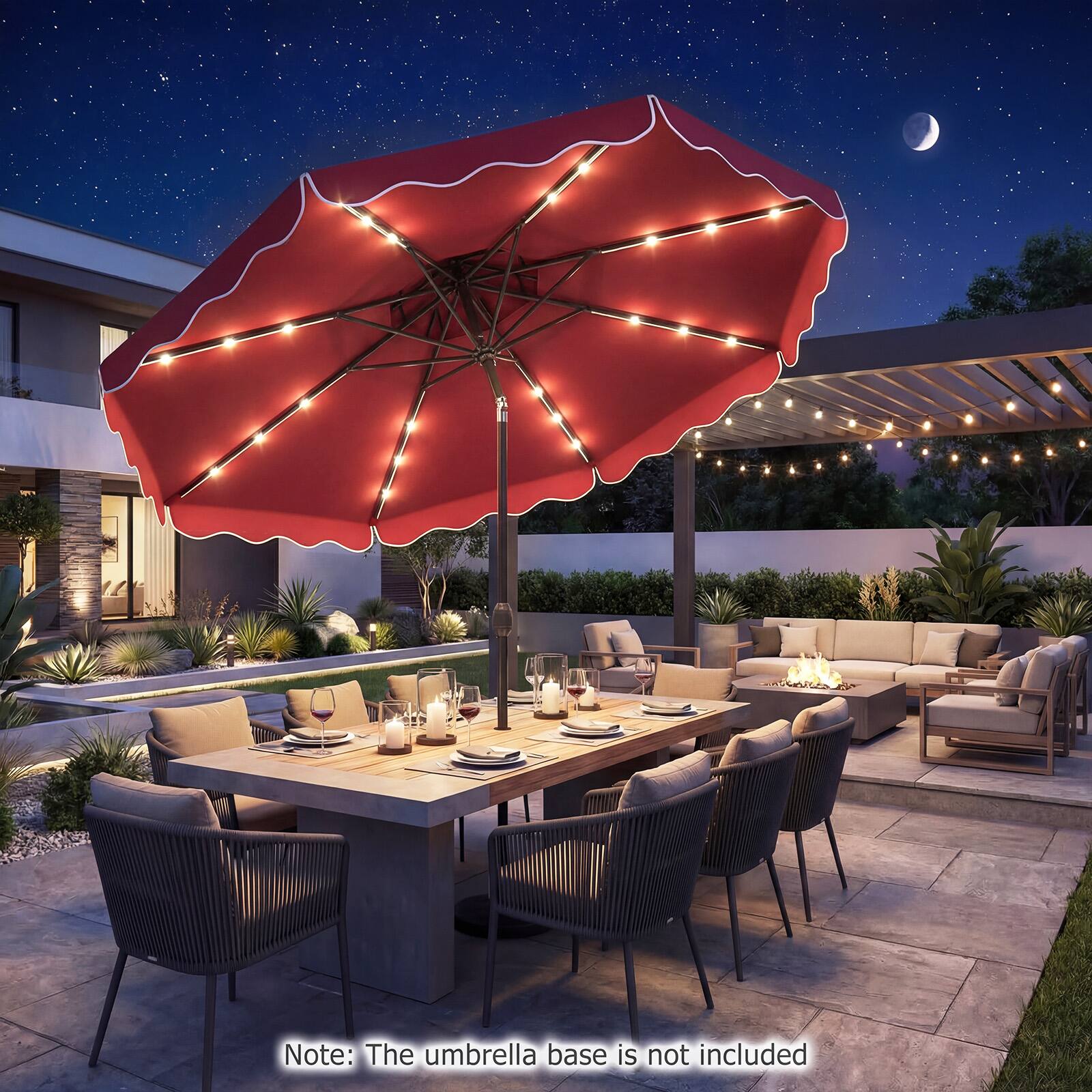 Note: The umbrella base is not included