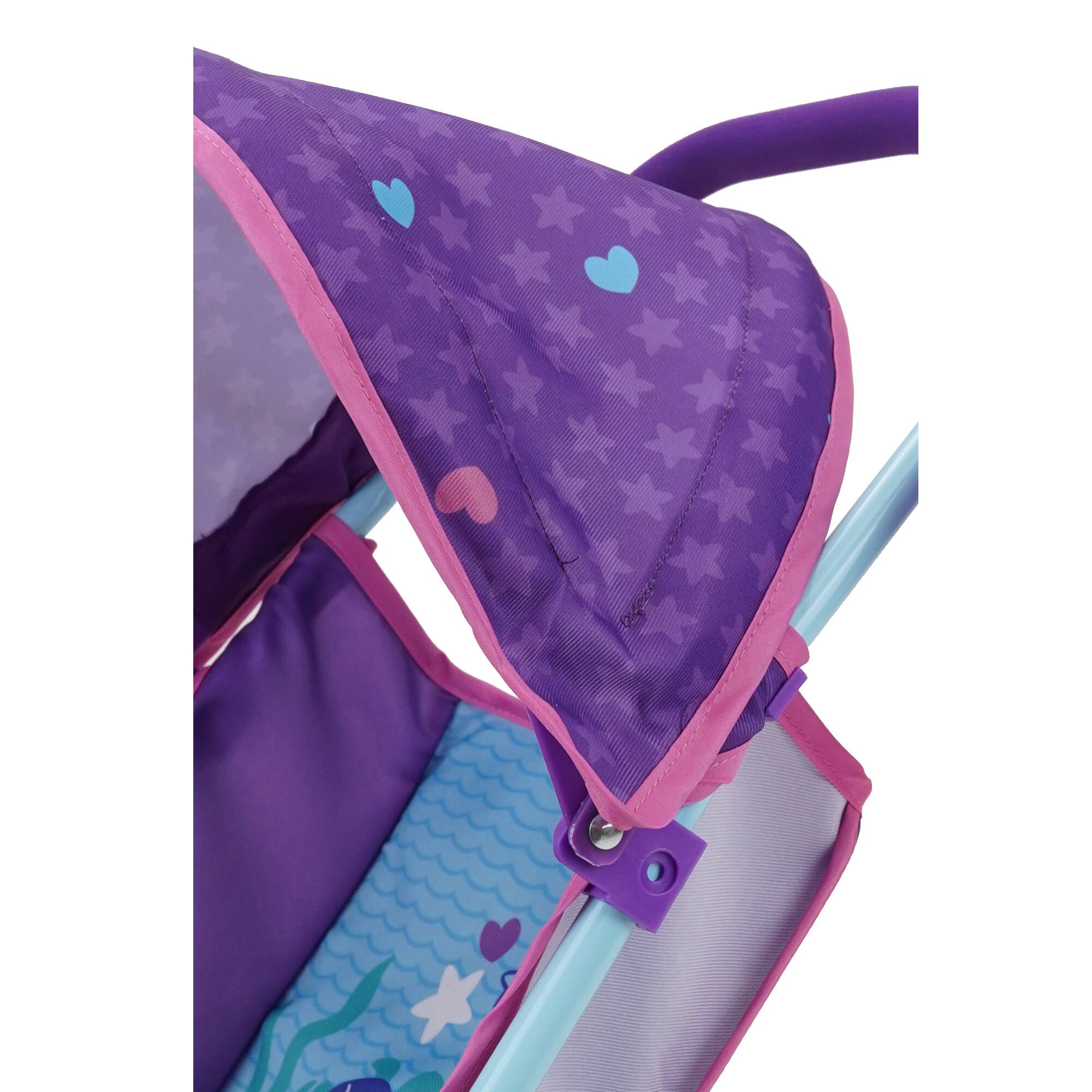 Back. 509 Crew - 509: Mermaid Doll Stroller W/ Canopy & Cup Holder.