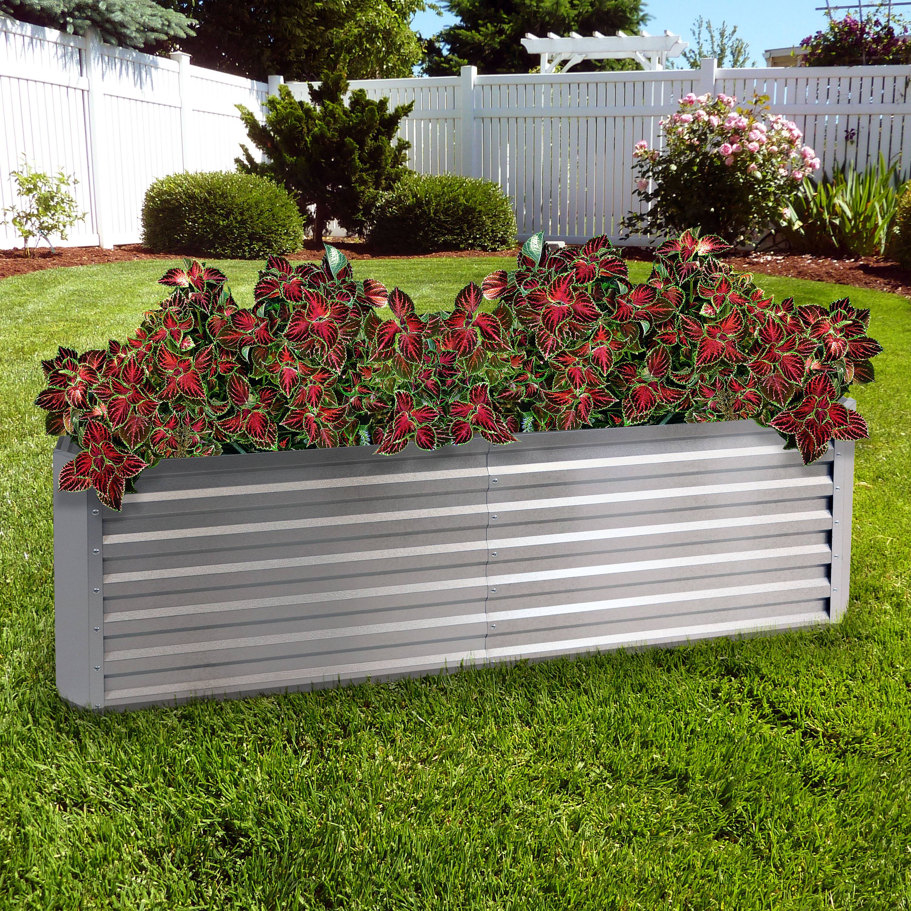 Alt View 1. Sunnydaze - Galvalume Steel Rectangle Raised Garden Bed - 71 in - Silver.