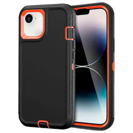 Front. Entronix - Entronix Heavy Duty Triple-Layer Case for iPhone 16E - Ultimate Protection - Orange.