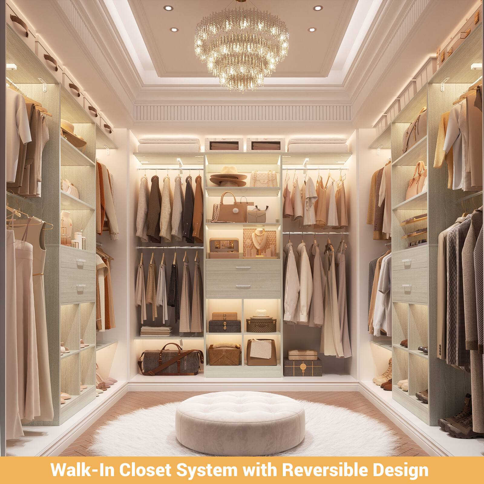 Walk-In Closet System with Reversible Design