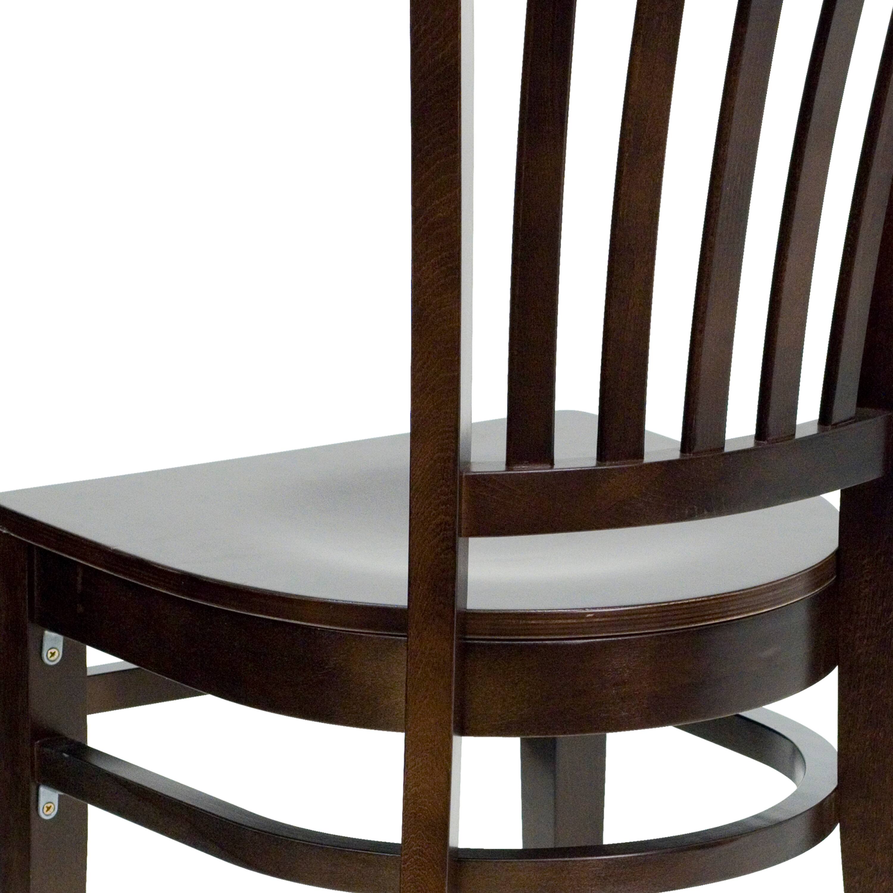 Alt View 9. Emma + Oliver - Vertical Slat Back Wooden Restaurant Dining Chair - Walnut Wood Seat/Walnut Wood Frame.