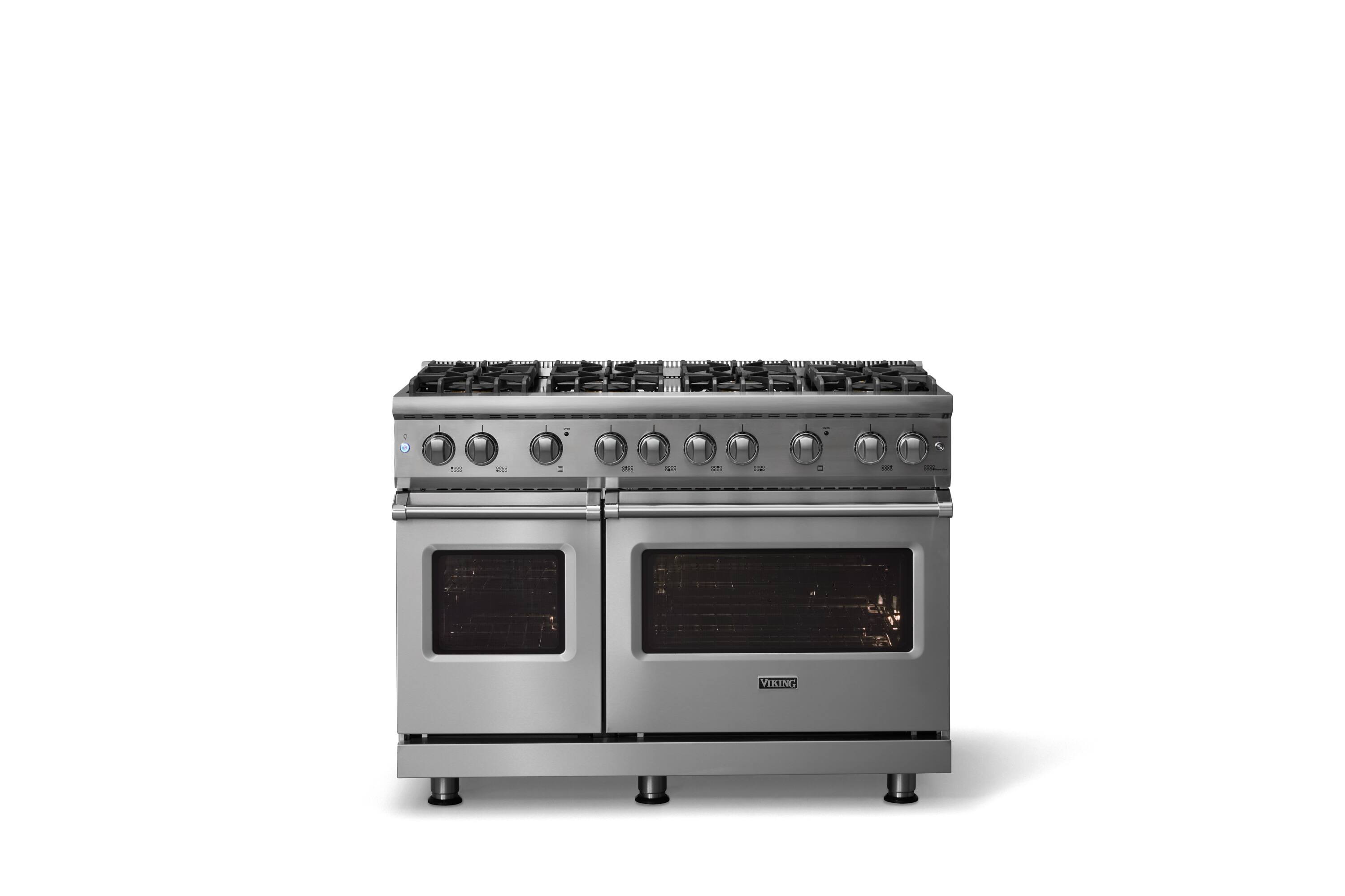 Alt View 1. Viking - 48"W.  6.1 Cu.Ft. Freestanding Manual Clean Sealed 8B LP Gas Convection Range/Double Oven-Stainless Steel - Stainless Steel.