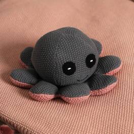Siljoy - Knitted Stuffed Octopus Soft Toy, 23x9 cm, 100% Cotton Filling, Polyester, Cuddle Buddy for Kids - Dark Gray