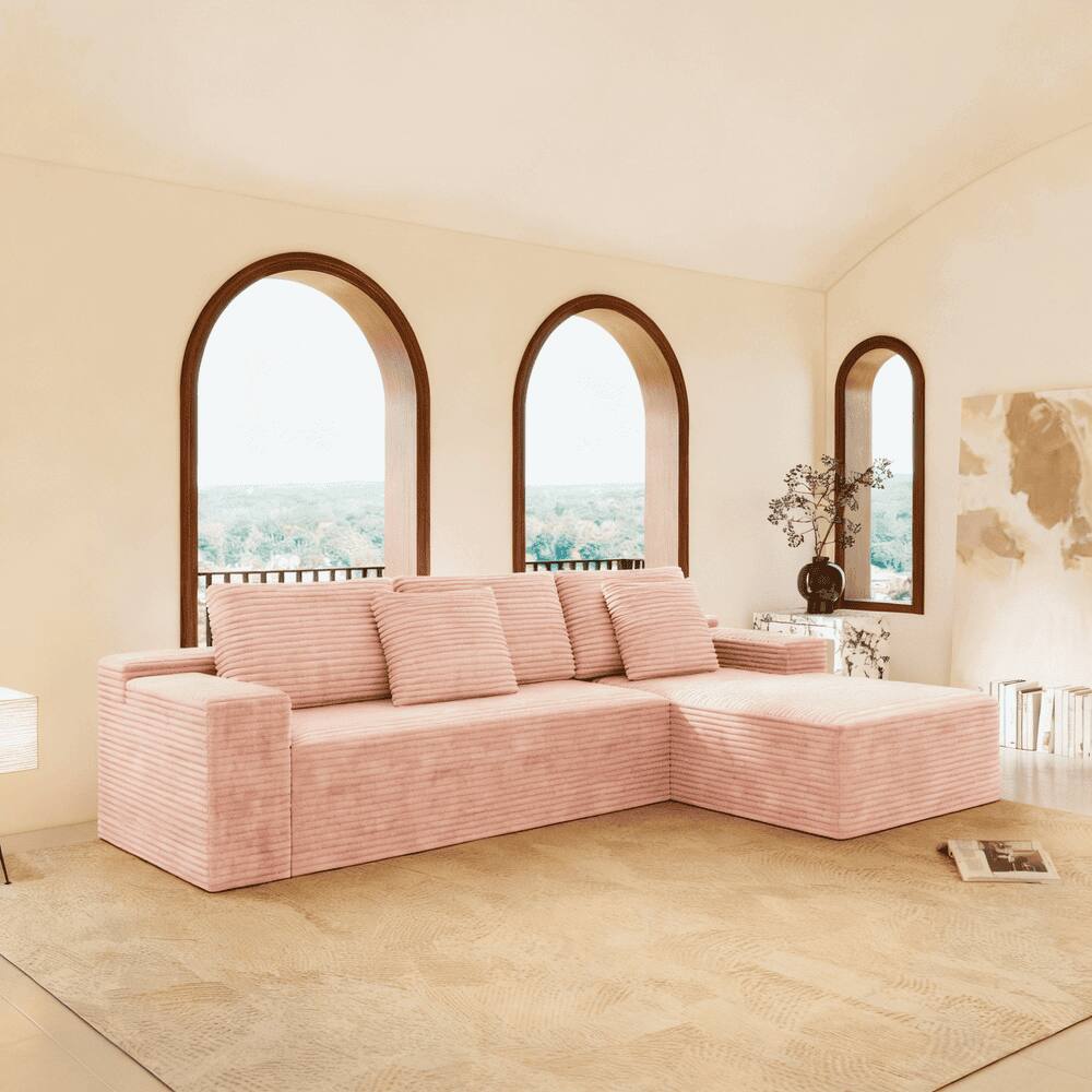 Alt View 6. Kadyn - 104" Right Chaise Modular Sectional, L-Shaped Cloud Couch with Deep Comfort and No Assembly, Pink - Pink.