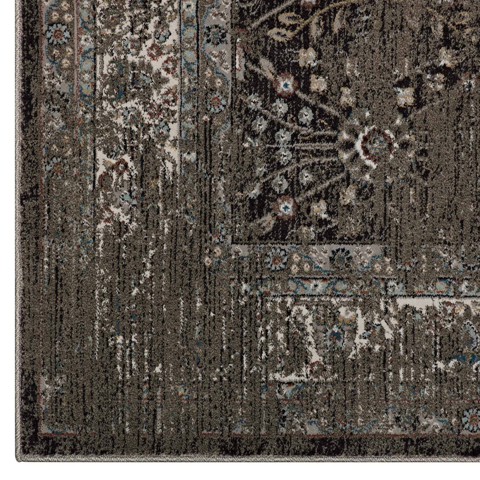 Alt View 2. Modway - Berit Distressed Vintage Floral Lattice Area Rug - Brown and Beige.