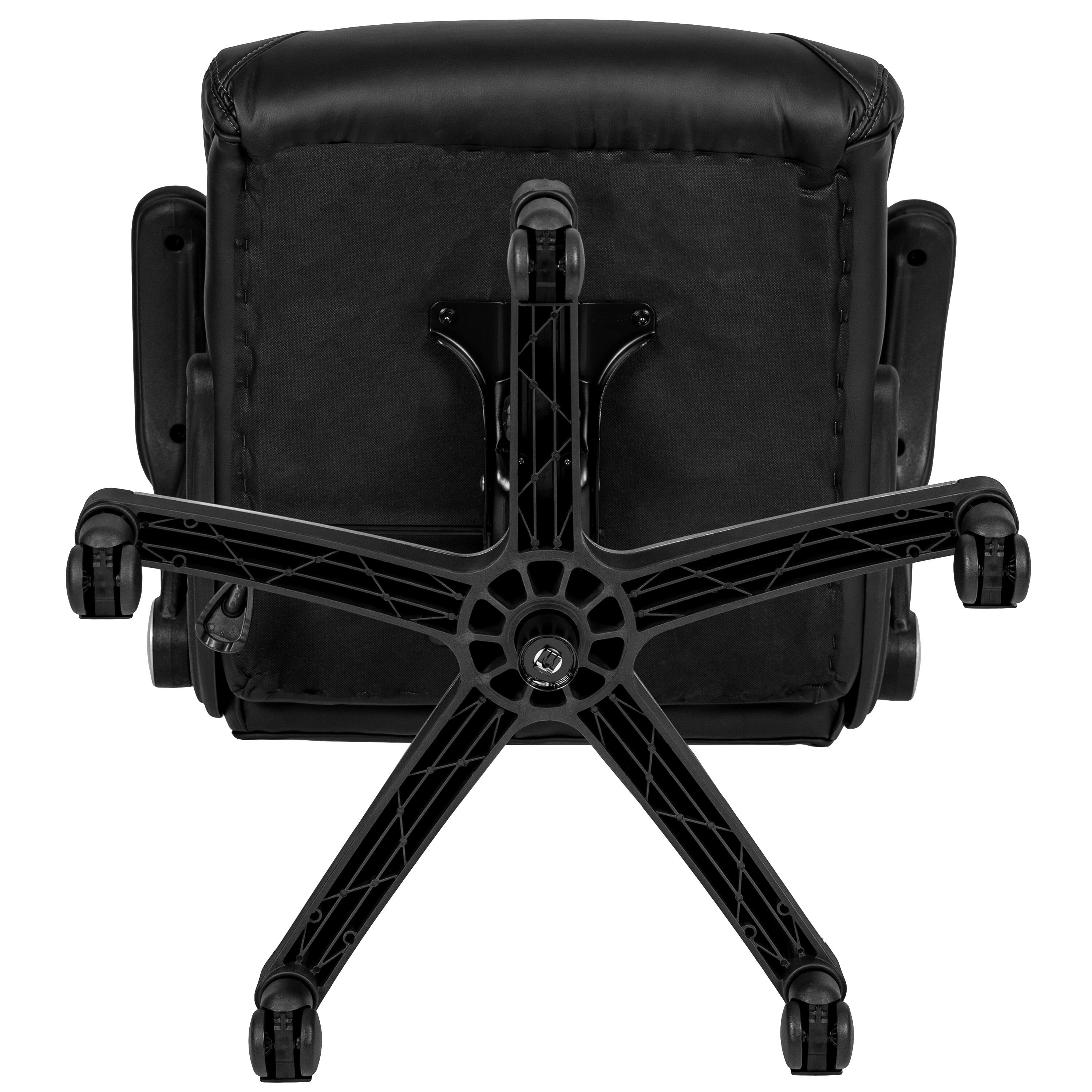 Alt View 9. Emma + Oliver - High Back Leather Executive Swivel Office Chair with Double Layered Headrest and Open Arms - Black.