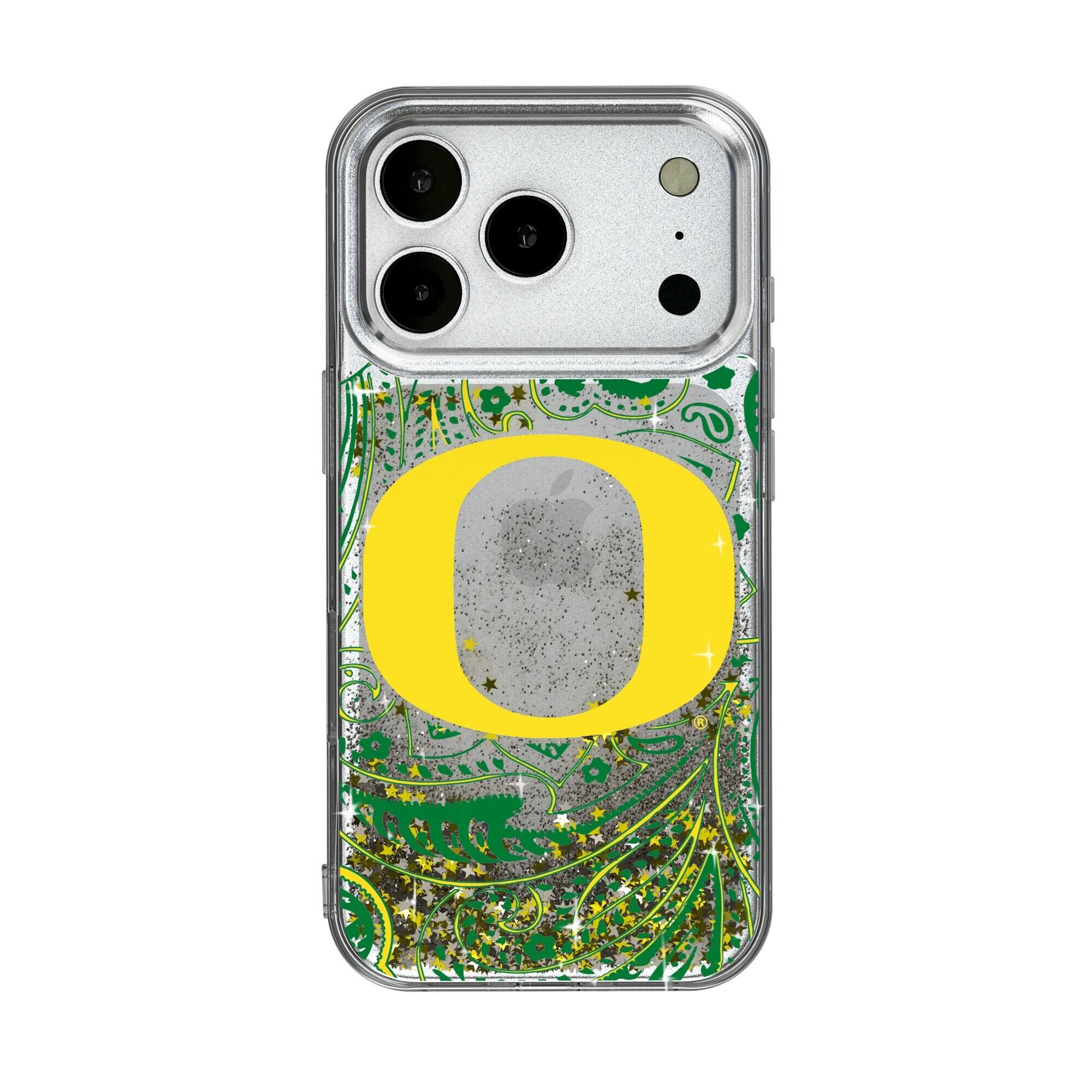 Front. Keyscaper - Oregon Ducks iPhone Glitter Paisley Design Case - 13 - Multicolor.