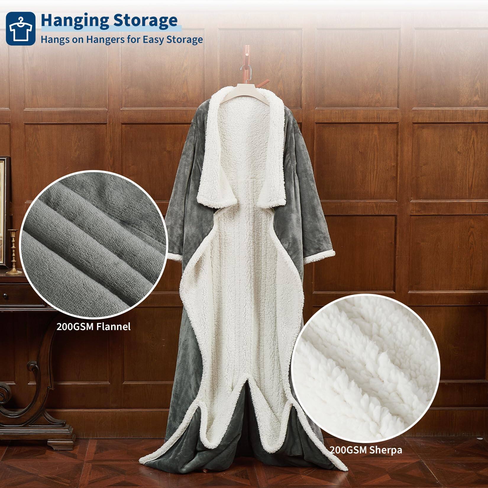 Hanging Storage  
Hangs on Hangers for Easy Storage  

200GSM Flannel  
200GSM Sherpa