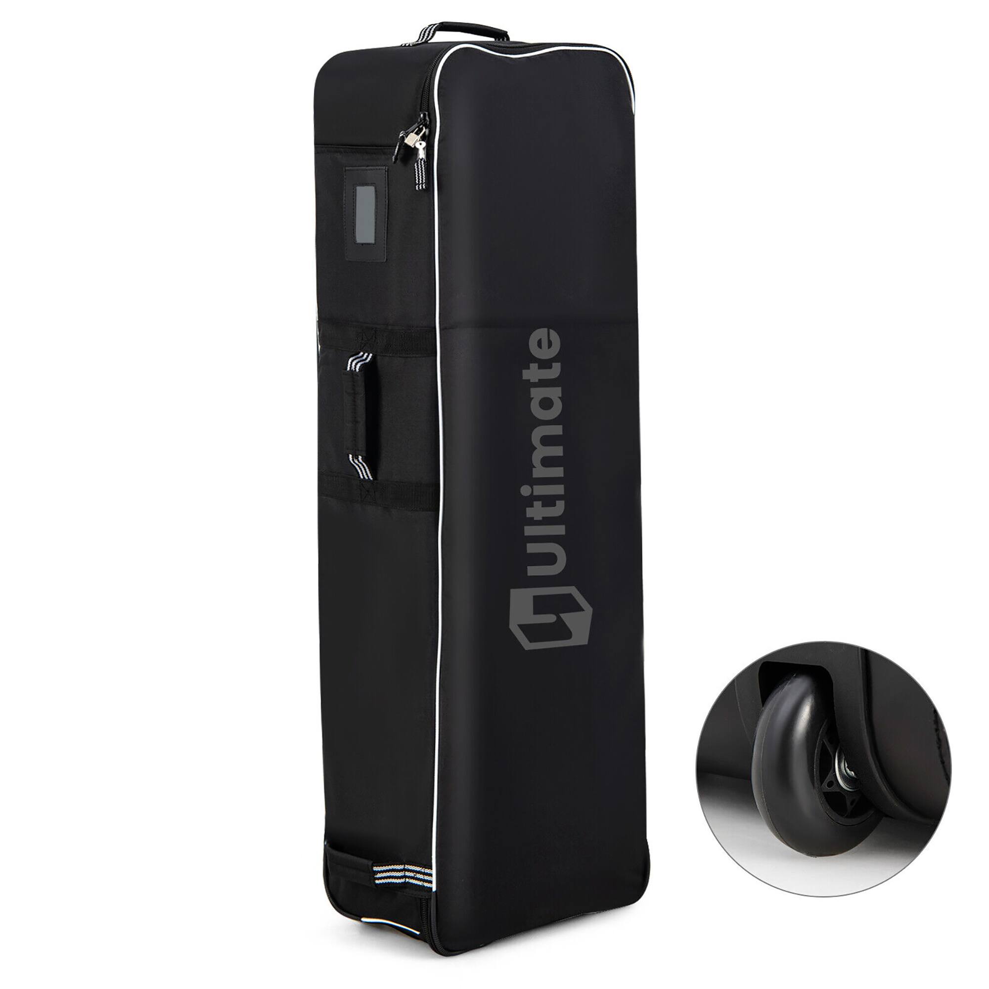 Gymax - Golf Travel Bag Portable Foldable Soft-Sided Oxford Fabric w/ Zipper on Wheels - Black