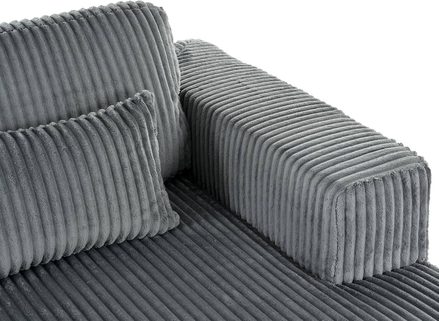 Alt View 3. Trinkets Crazed - 86.6" Oversized Double Lounge Chaise, Boneless Lounge Sofa Bed with Pillows - gray.