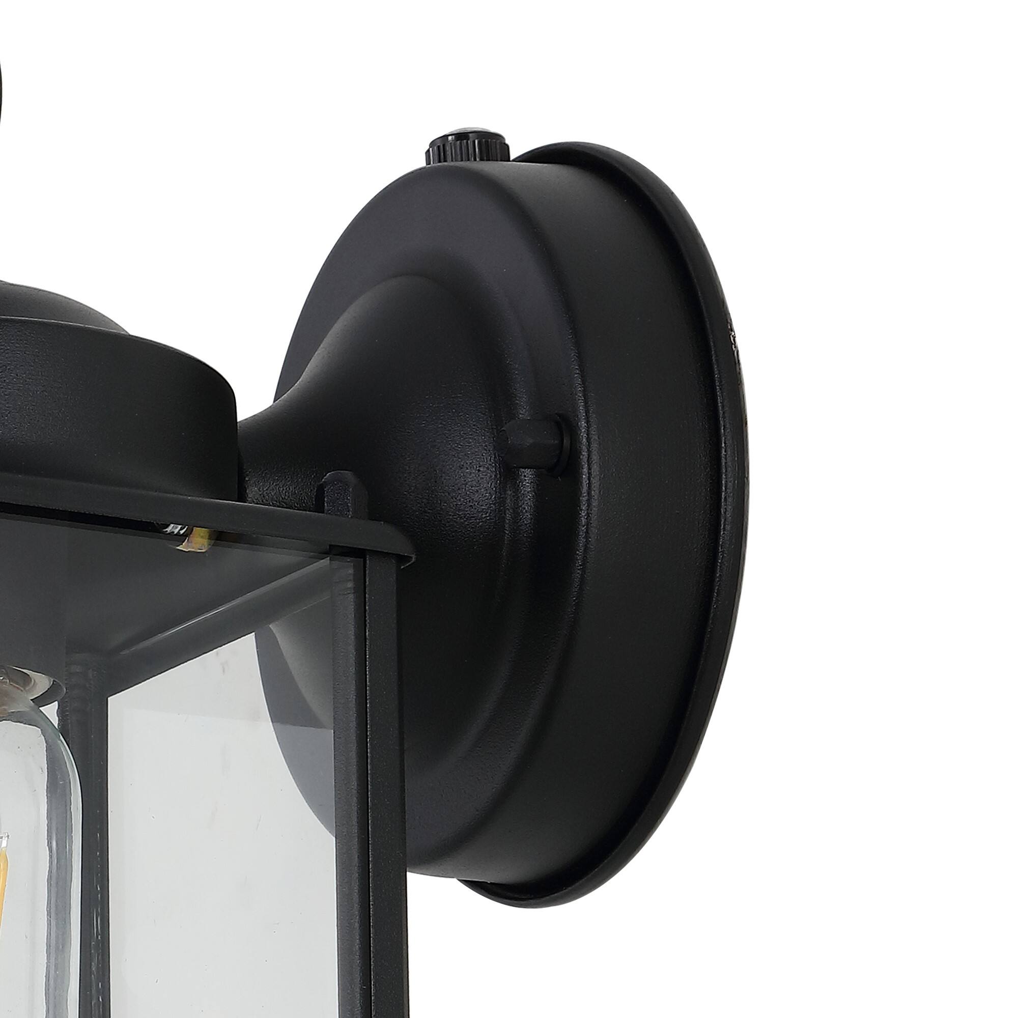 Alt View 6. Jonathan Y - Boston 4.25" 1-Light Farmhouse Industrial Iron/Glass Outdoor LED Sconce, Black/Clear (Set of 2) - Black/Clear.