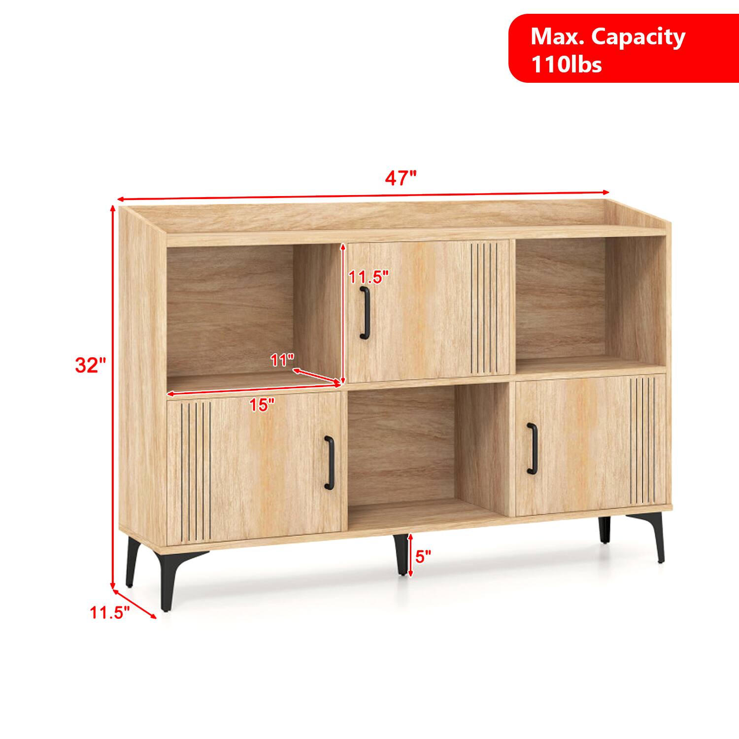 Max. Capacity 110lbs  
47"  
32"  
11"  
11.5"  
15"  
5"  
11.5"