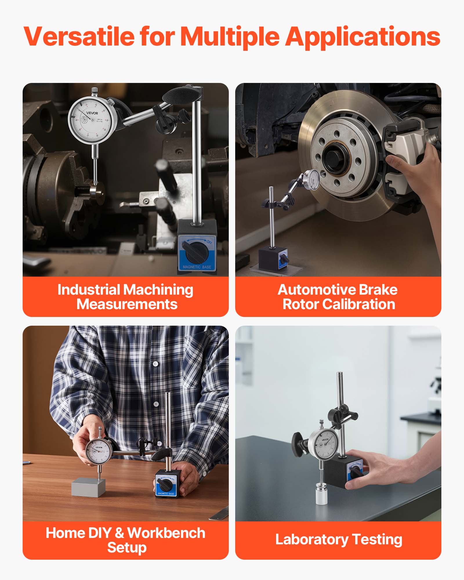 Versatile for Multiple Applications

- Industrial Machining Measurements
- Automotive Brake Rotor Calibration
- Home DIY & Workbench Setup
- Laboratory Testing