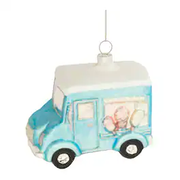 BreeBe - Glass Ice Cream Truck Ornament (Set of 12) - Blue, Pink