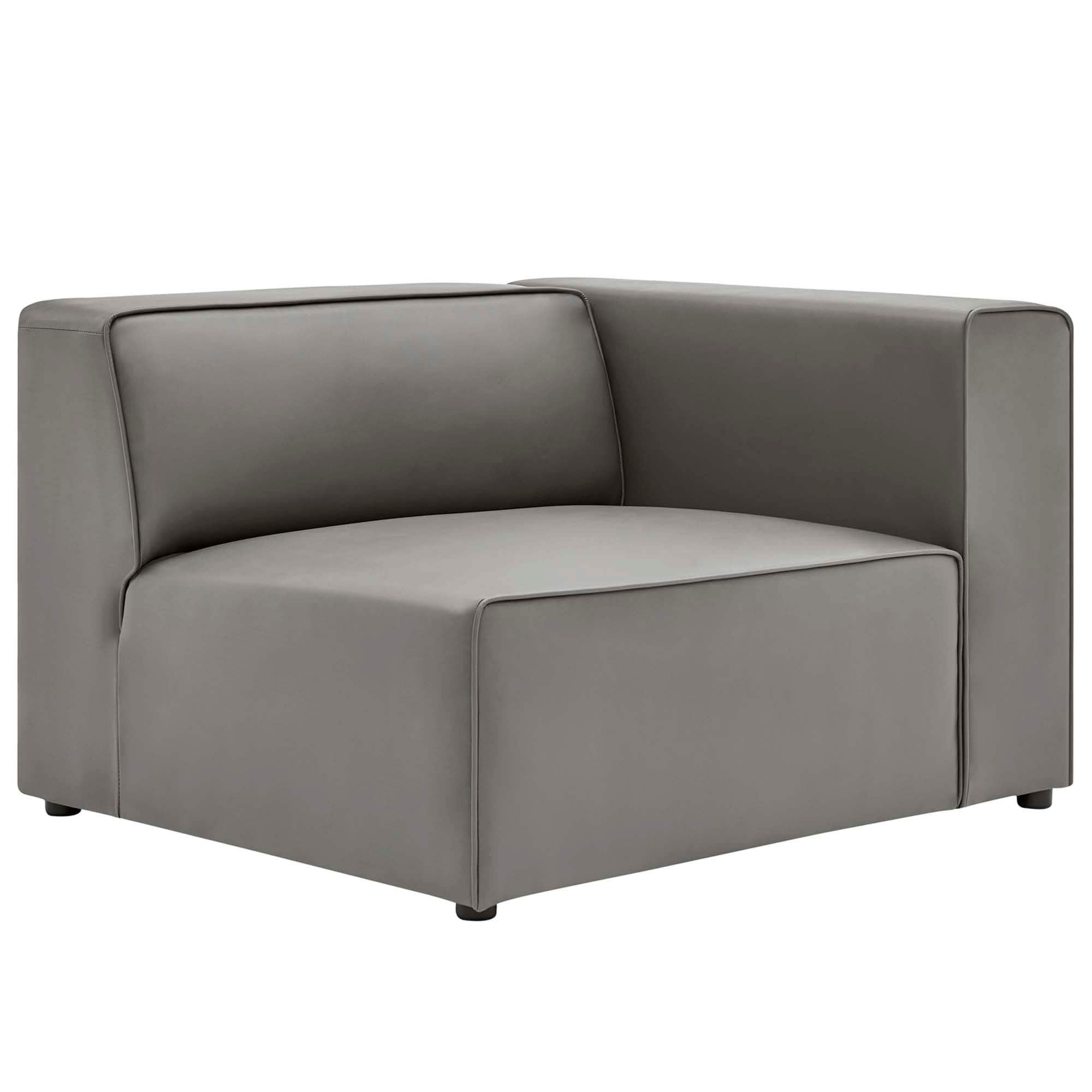 Mingle Vegan Leather Right-Arm Chair by Modway - Gray