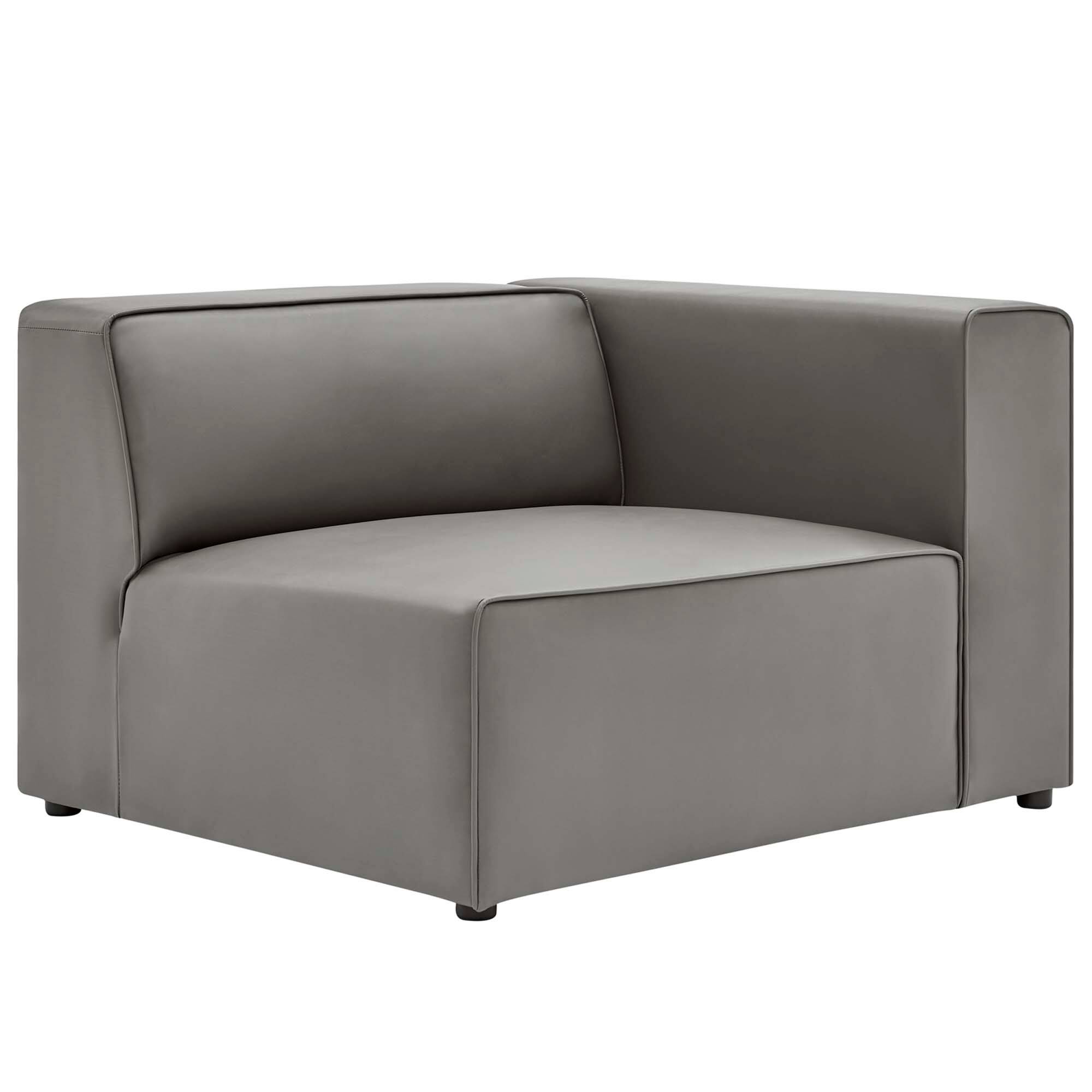 Front. Modway - Mingle Vegan Leather Right-Arm Chair by Modway - Gray.