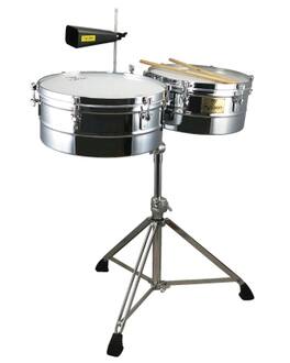 Tycoon Percussion - 13" & 14" Timbales, 6.5" Deep Stainless Steel Shells, Includes Height-Adjustable Tilting Stand