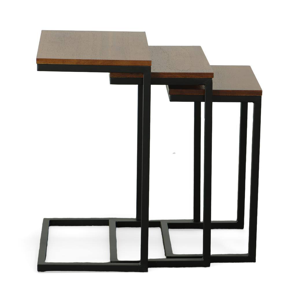Front. Carolina Chair & Table - Addison Nesting Table Set - Chestnut Top - Black Base - Chestnut, Black.