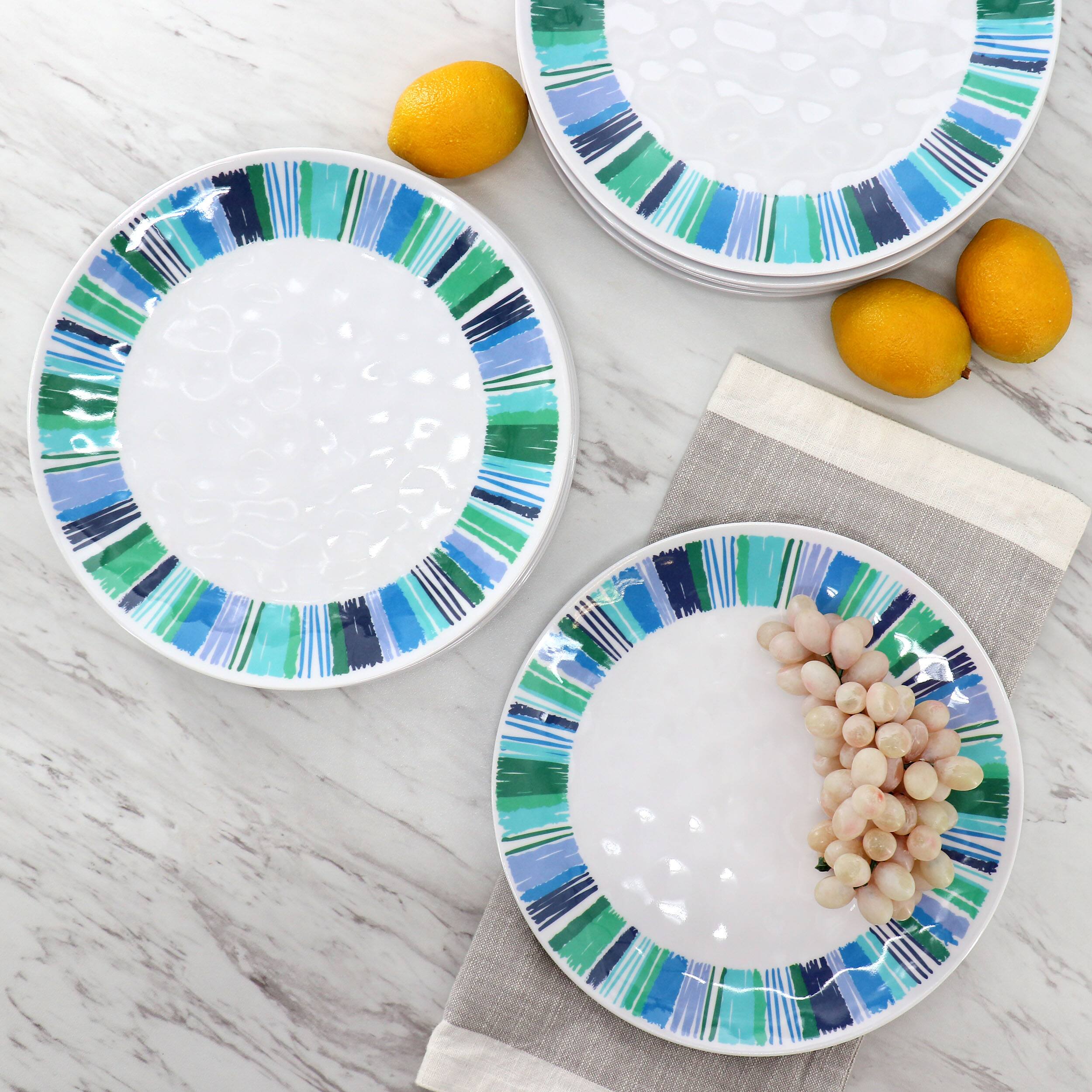 Alt View 4. Gibson - Gibson Home Tropical Sway Orleans 12 Piece 9 Inch Melamine Dessert Plate Set in Blue - Blue.