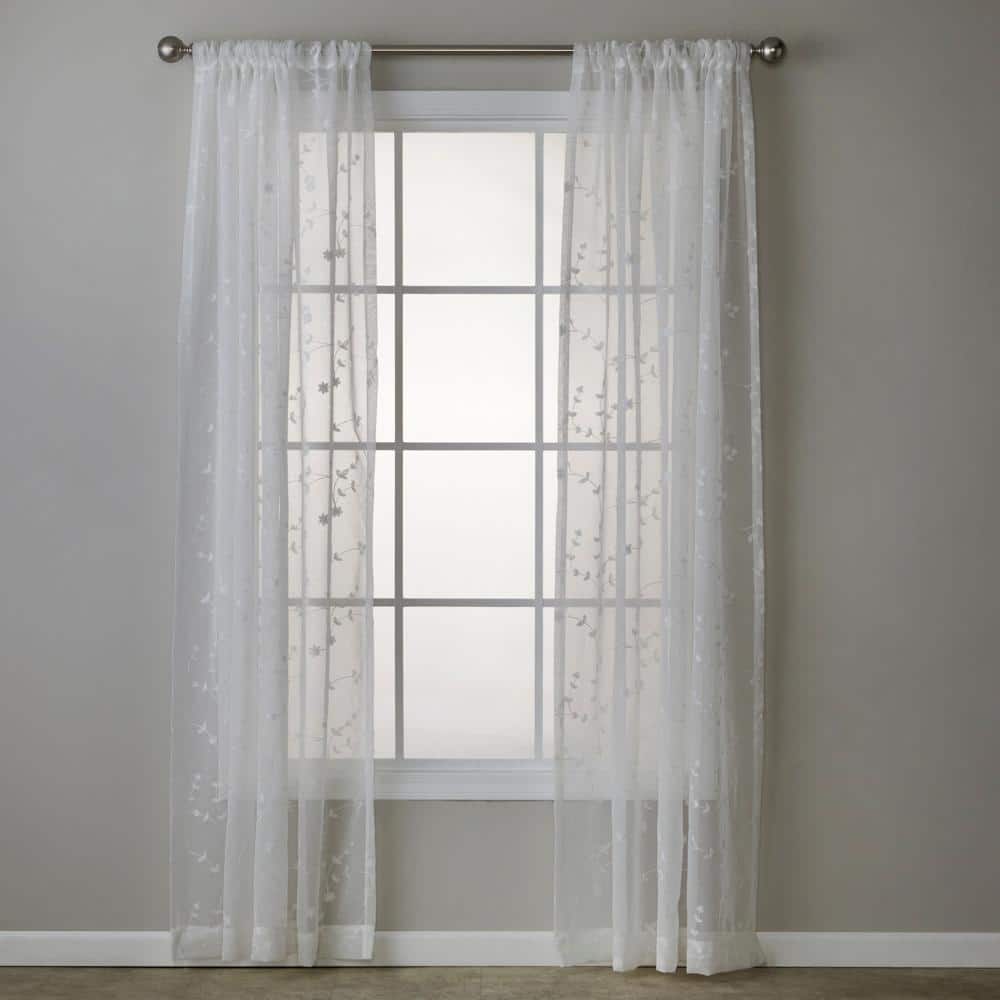 SKL Home - By Saturday Knight Ltd Whispering Winds Window Curtain Panel - 52" x 63" - White