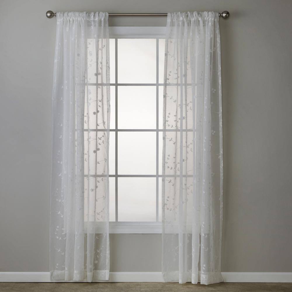 Front. SKL Home - SKL Home By Saturday Knight Ltd Whispering Winds Window Curtain Panel - 52" x 63" White - White.