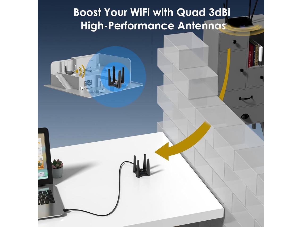 Boost Your WiFi with Quad 3dBi High-Performance Antennas