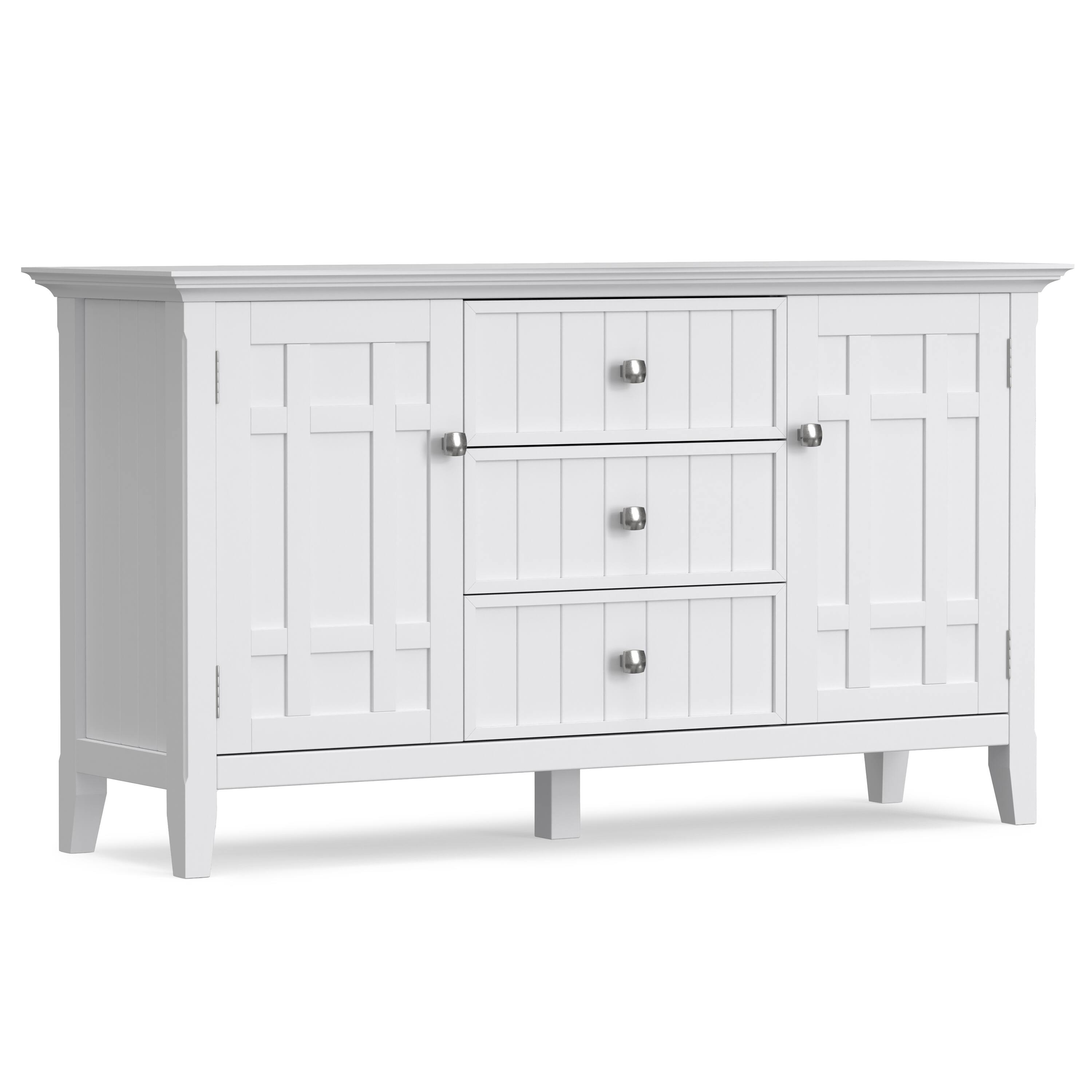 Angle. Simpli Home - Simpli Home Bedford 54 inch Wide Solid Wood Transitional Sideboard Buffet in White - White.