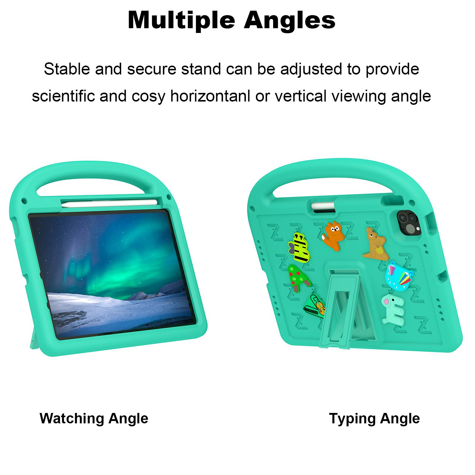 Multiple Angles

Stable and secure stand can be adjusted to provide scientific and cosy horizontal or vertical viewing angle

Watching Angle

Typing Angle