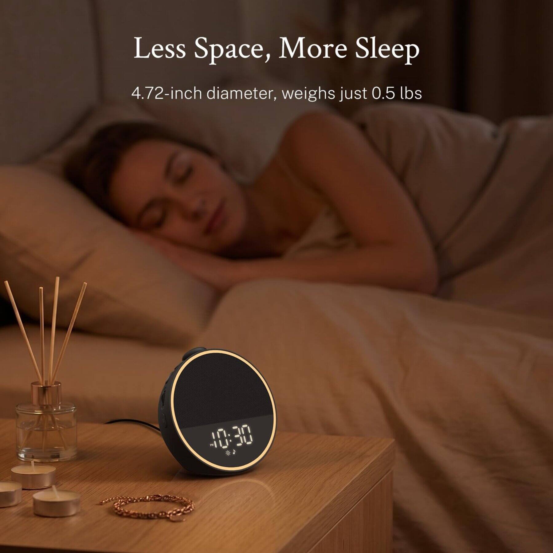 Less Space, More Sleep  
4.72-inch diameter, weighs just 0.5 lbs