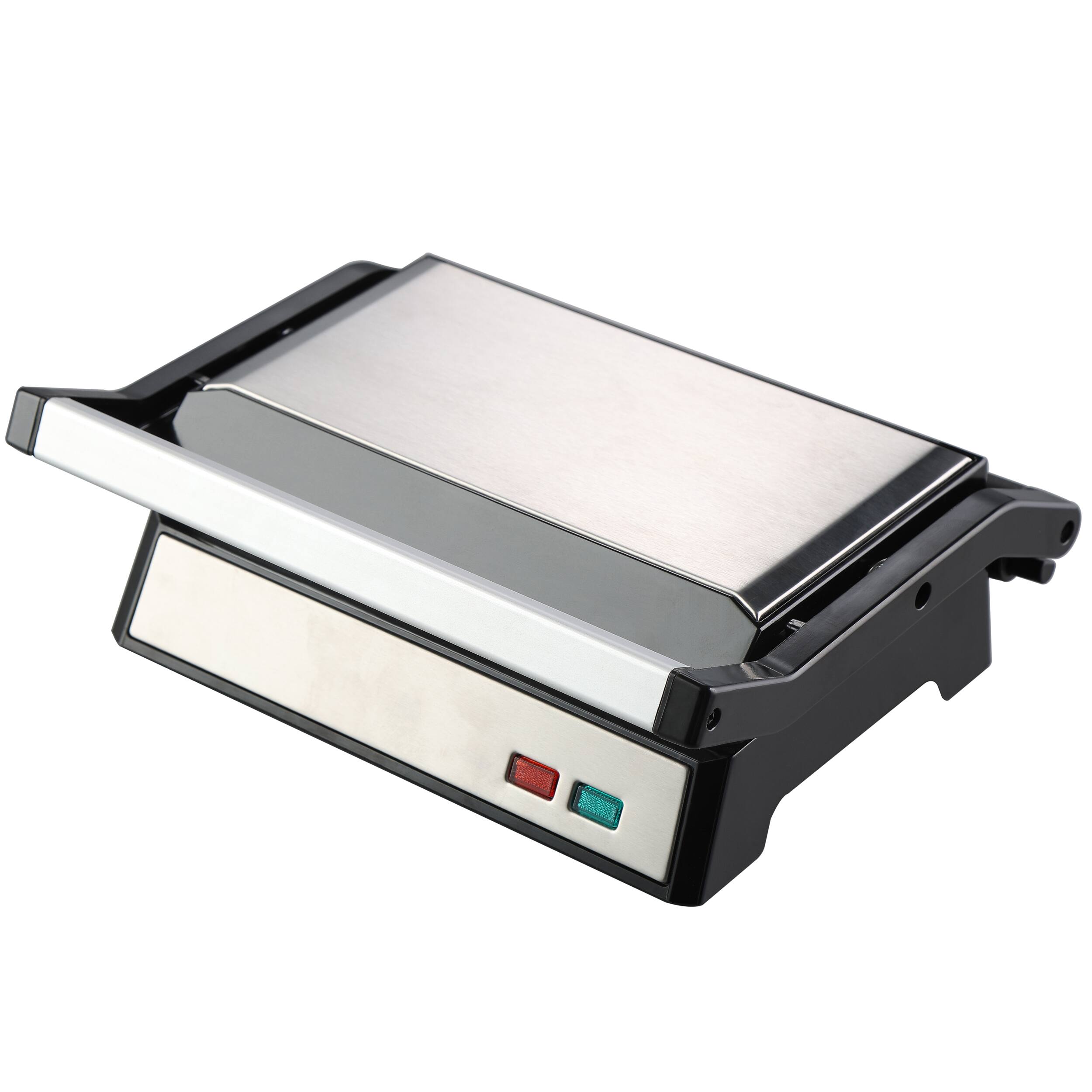 Alt View 3. MegaChef - MegaChef Electric Dual Plate Non-Stick Panini Grill Contact Press with Drip Tray - Silver.