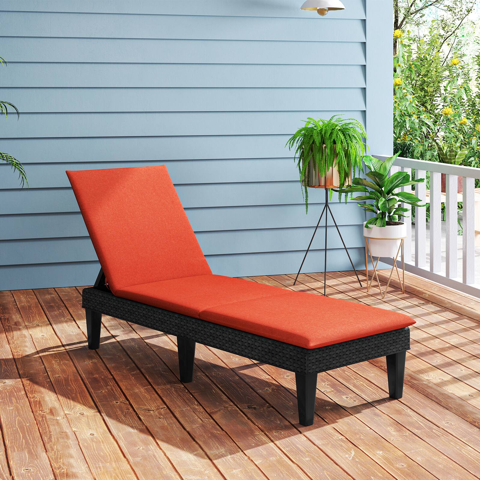 Alt View 3. Gymax - Gymax 2PCS Patio Lounge Chair Recliner Chair w/ 3-Position Adjustable Backrest & Cushion Black & Orange - Black, Orange.