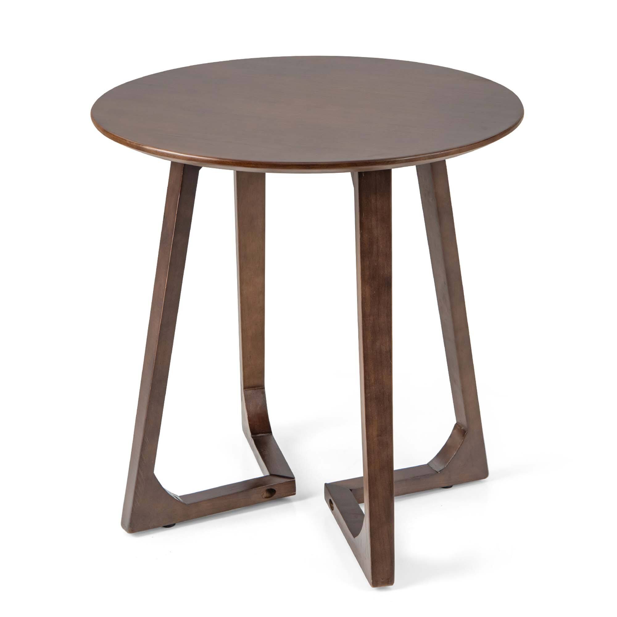 Alt View 19. Costway - 24" Round Side Table Solid Rubber Wood End Table Beside Sofa&Bed for Small Space Brown - Brown.