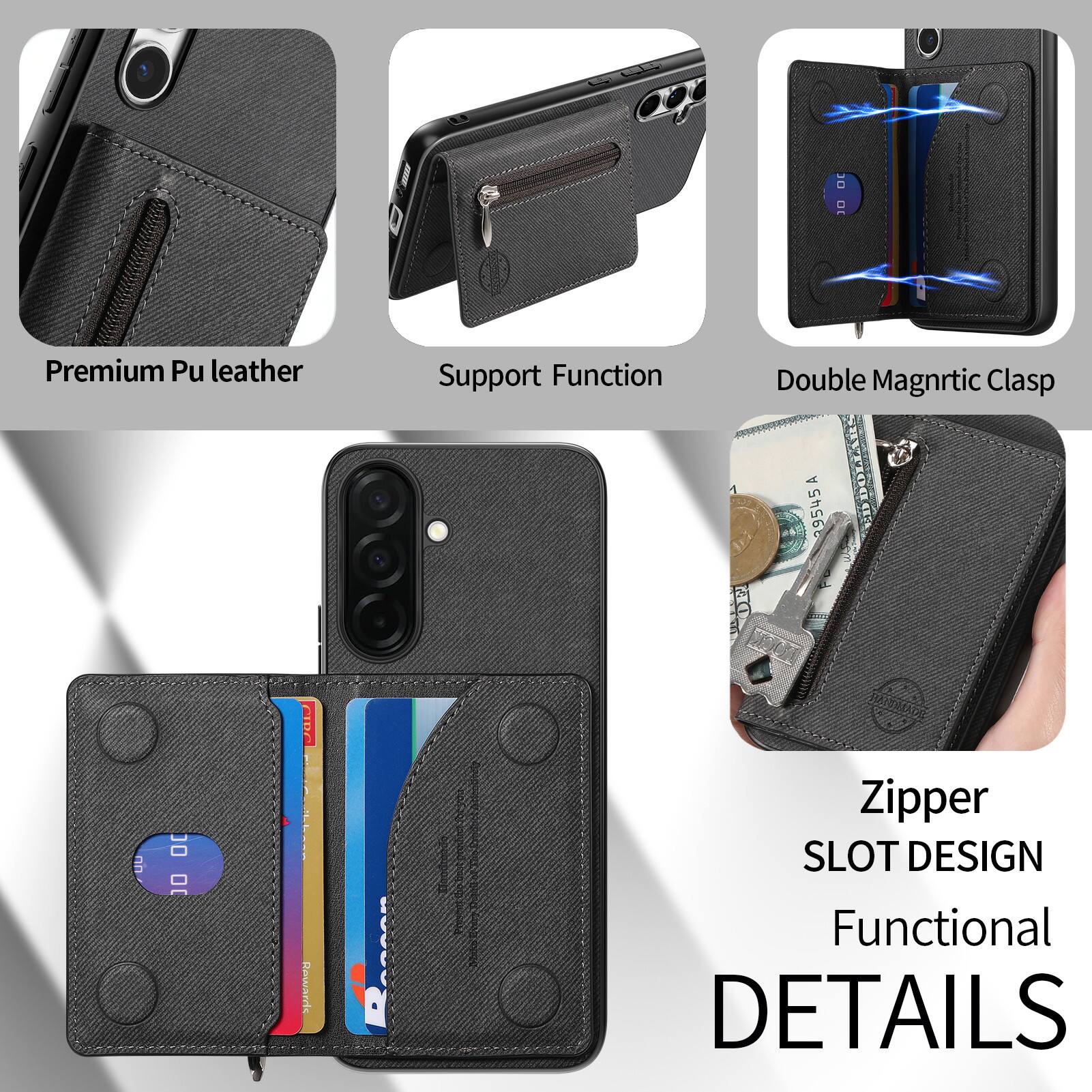DE D Premium Pu leather Support Function Double Magnetic Clasp 9545 nn 00 0O CIC Rewarde 1JJrG O O S HtAACS Zipper SLOT DESIGN Functional DETAILS
