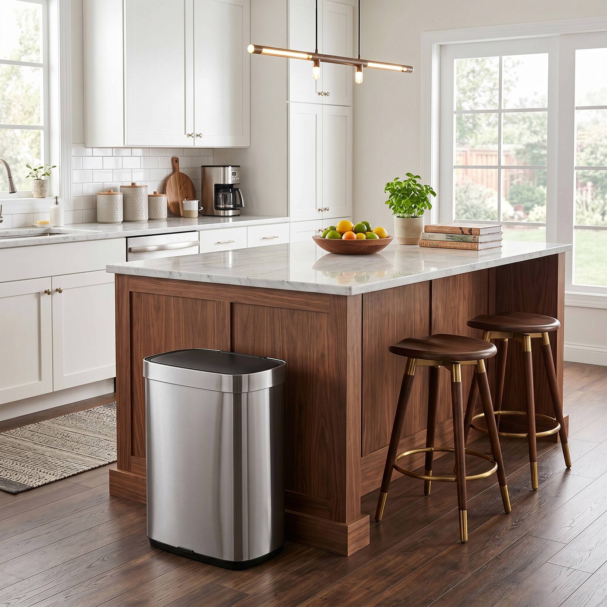 Alt View 4. Innovaze - 13-Gallon Touchless Motion Sensor Trash Can with Bonus Trash Bags, Stainless Steel Kitchen Garbage Can - Silver.